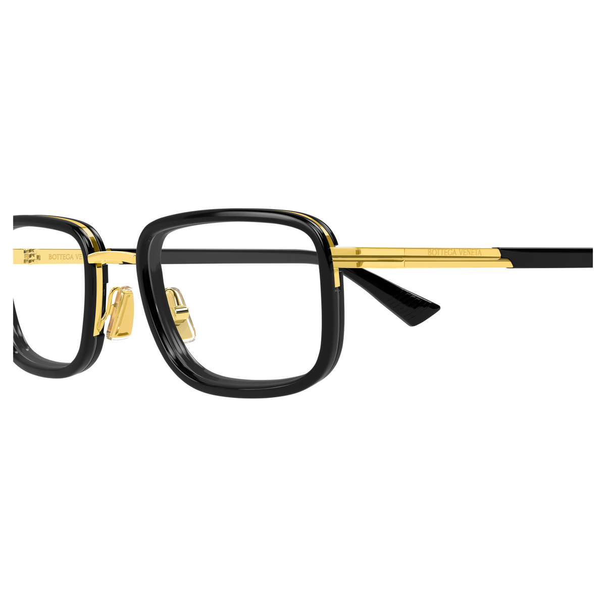 Bottega Veneta BV1464O Noir Doré 005 en détail des branches - Les Lunettes de Pauline