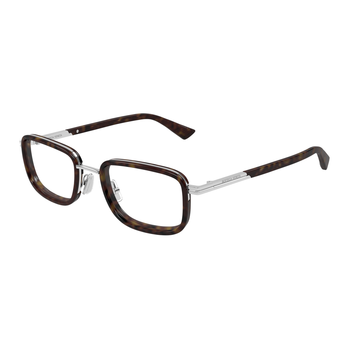Bottega Veneta BV1464O Écaille Argenté 006 de trois-quarts - Les Lunettes de Pauline
