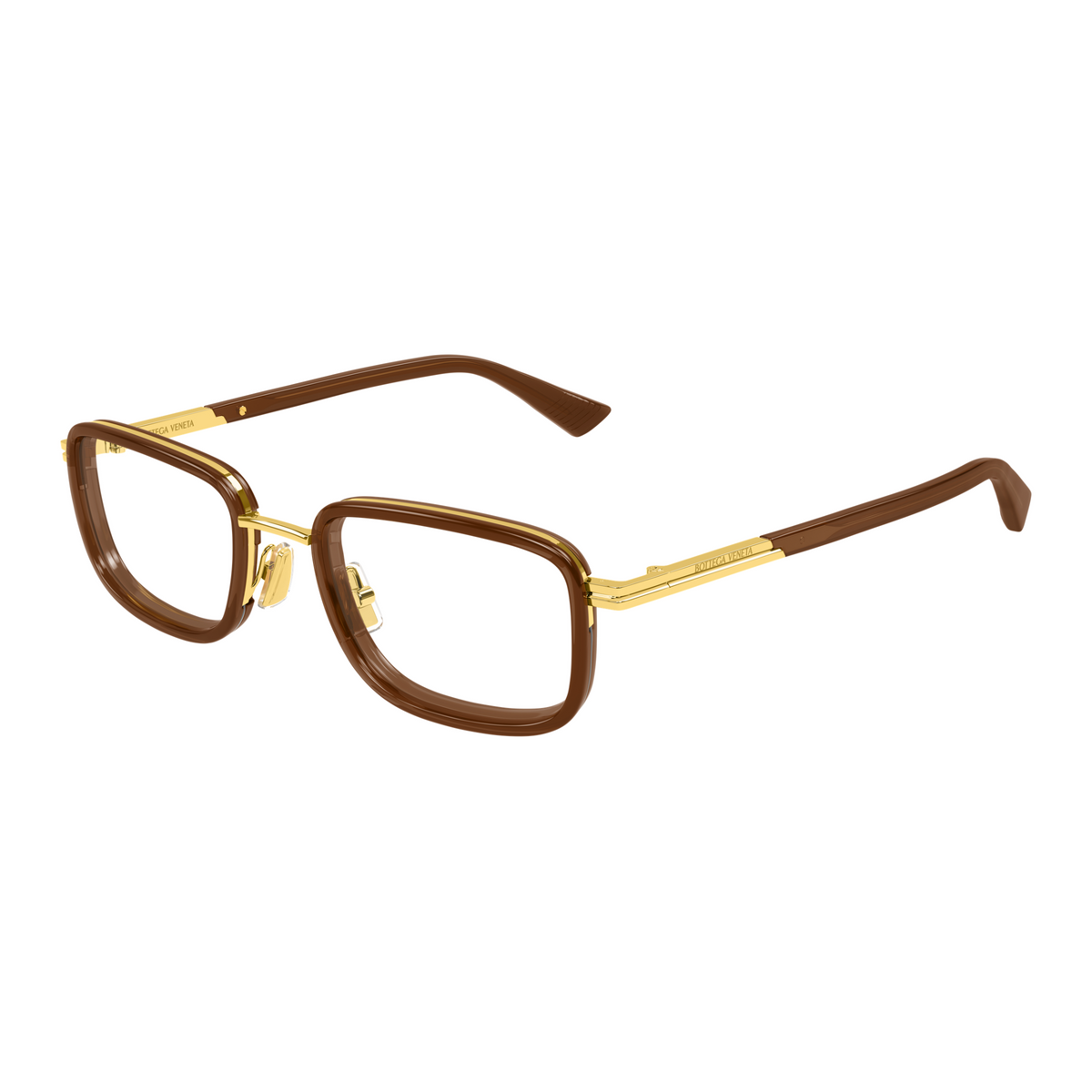 Bottega Veneta BV1464O Brun Doré 007 de trois-quarts - Les Lunettes de Pauline