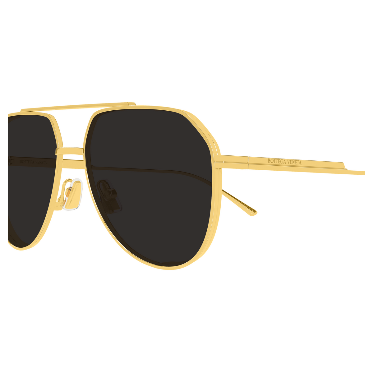 Bottega Veneta BV1465S Doré 001 en détail des branches - Les Lunettes de Pauline