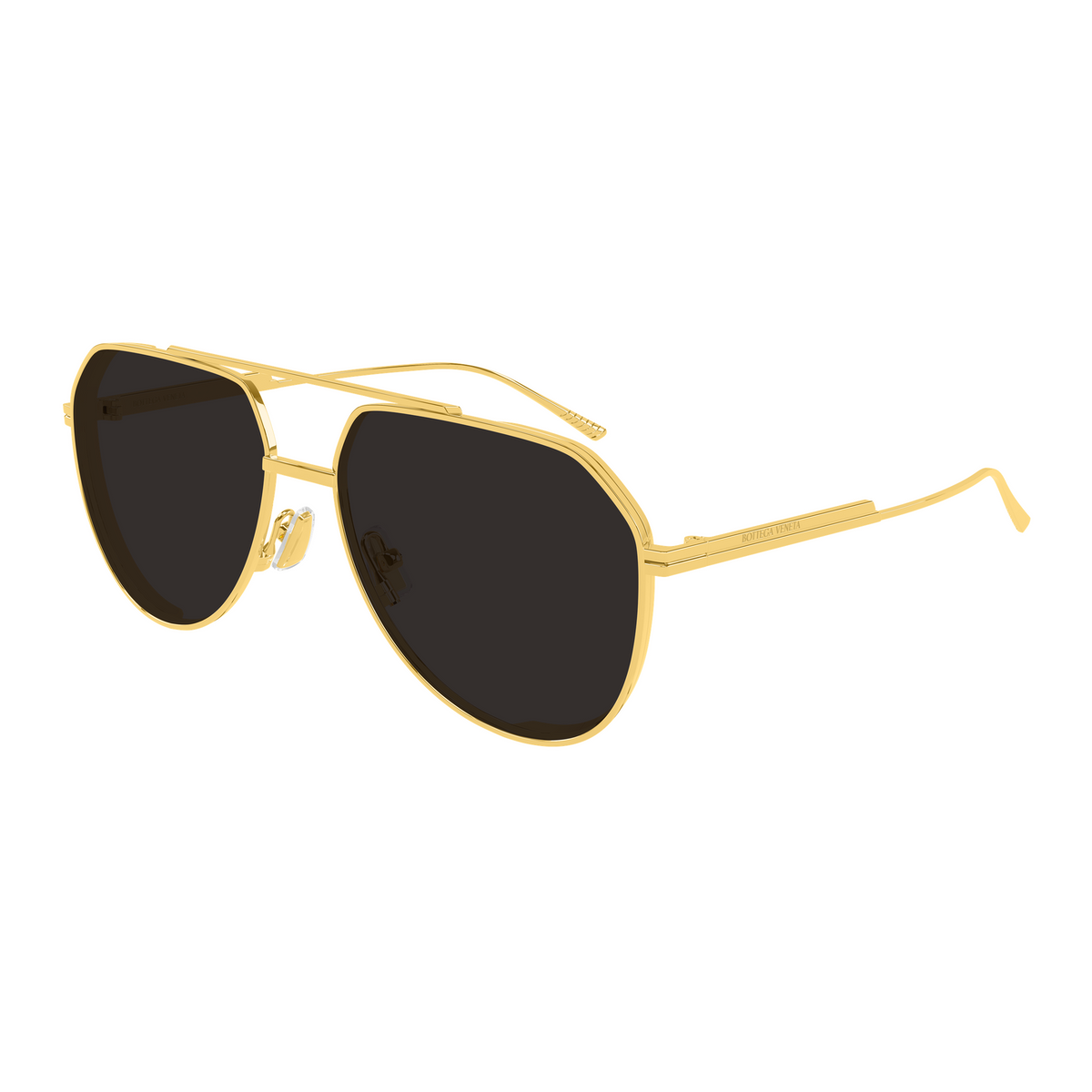 Bottega Veneta BV1465S Doré 001 de trois-quarts - Les Lunettes de Pauline