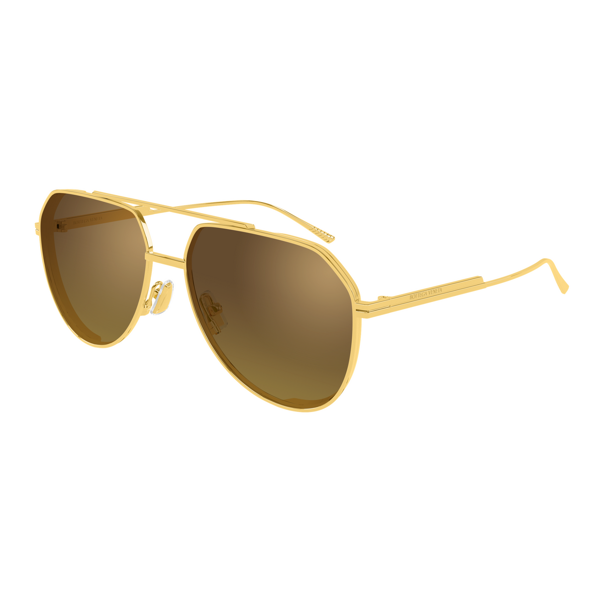 Bottega Veneta BV1465S Doré Verres Bruns 004 de trois-quarts - Les Lunettes de Pauline