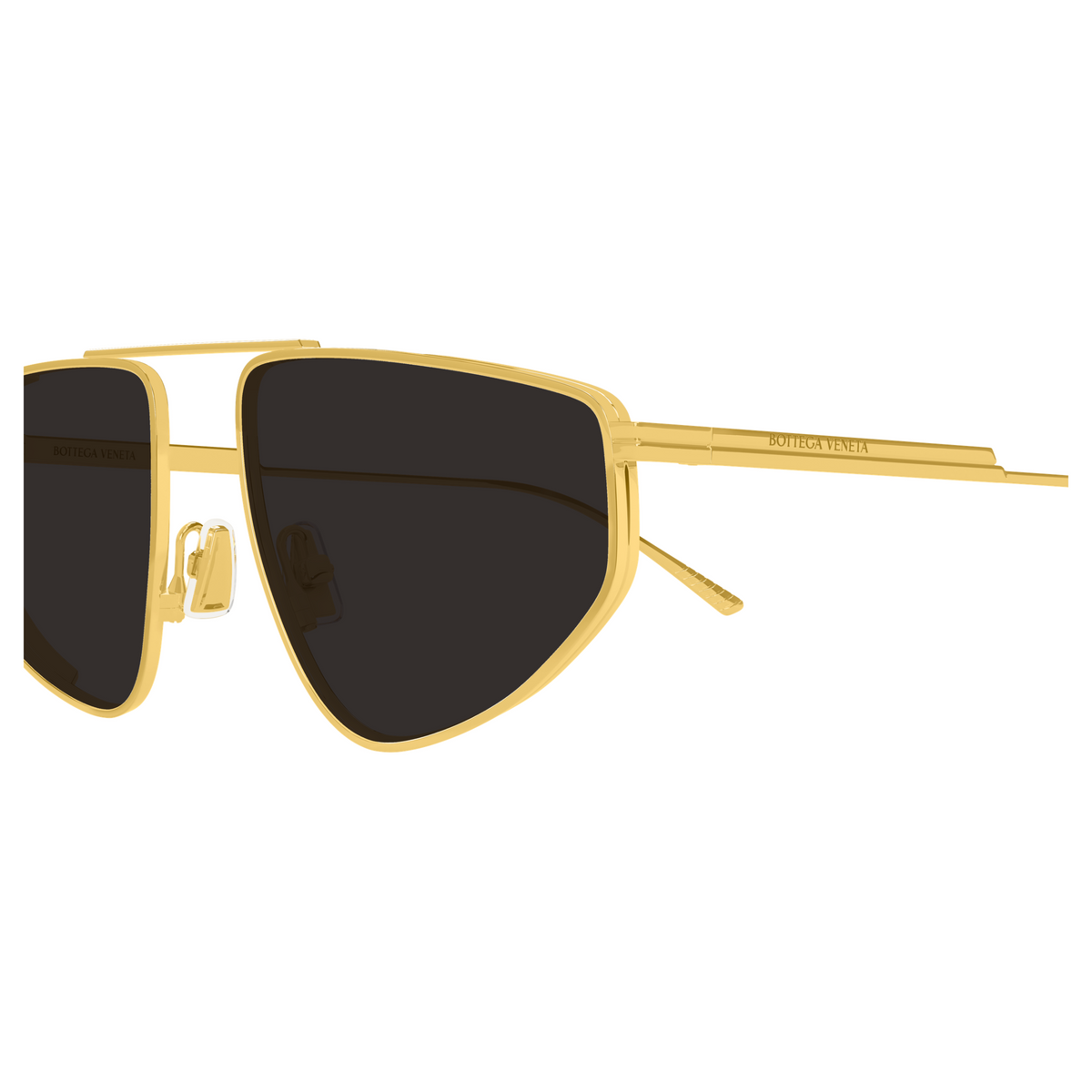 Bottega Veneta BV1466S Doré 001 en détail des branches - Les Lunettes de Pauline