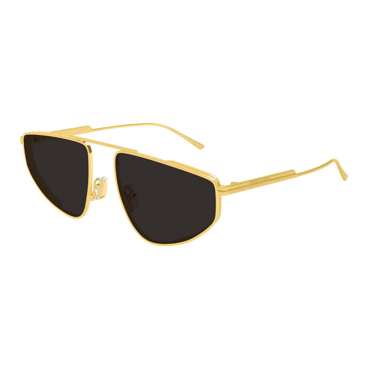 Bottega Veneta BV1466S Doré 001 de trois-quarts - Les Lunettes de Pauline