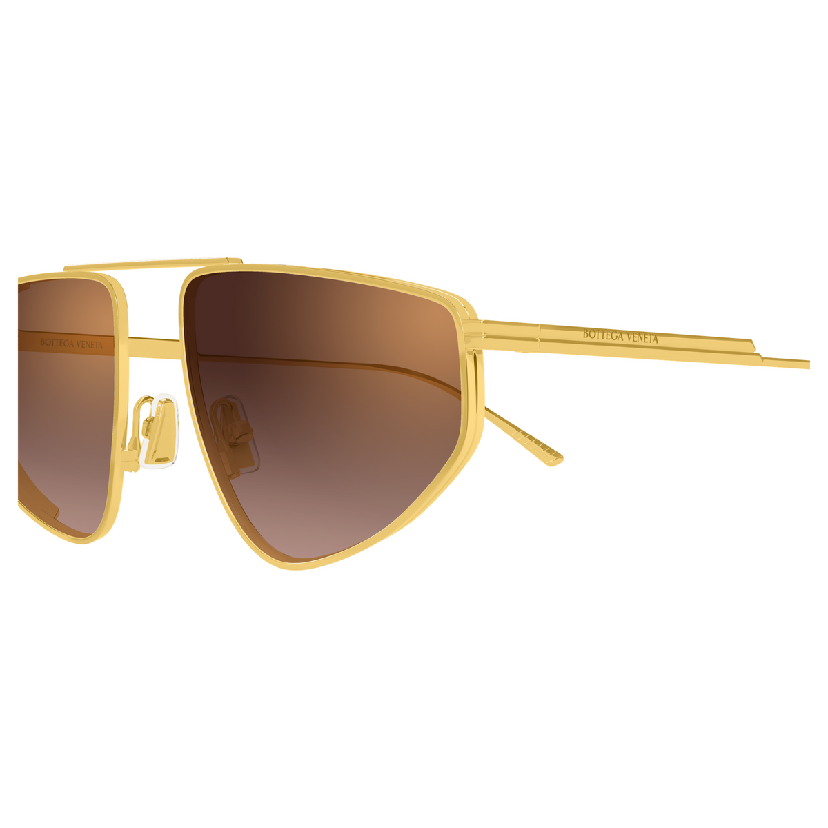 Bottega Veneta BV1466S Doré Verres Bruns 004 en détail des branches - Les Lunettes de Pauline