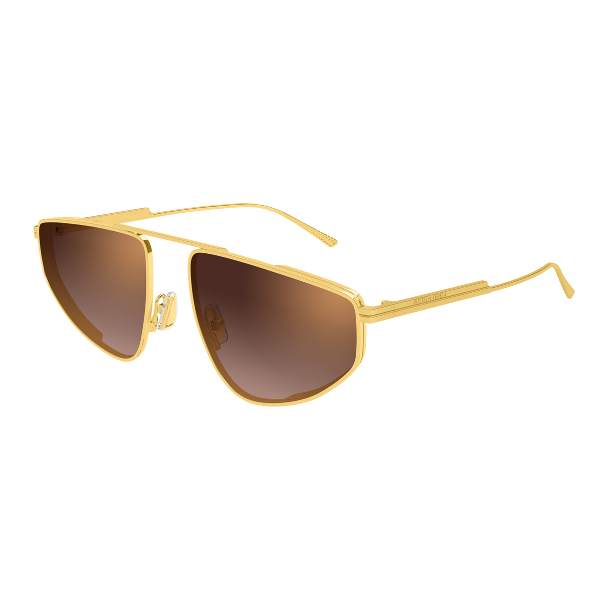 Bottega Veneta BV1466S Doré Verres Bruns 004 de trois-quarts - Les Lunettes de Pauline