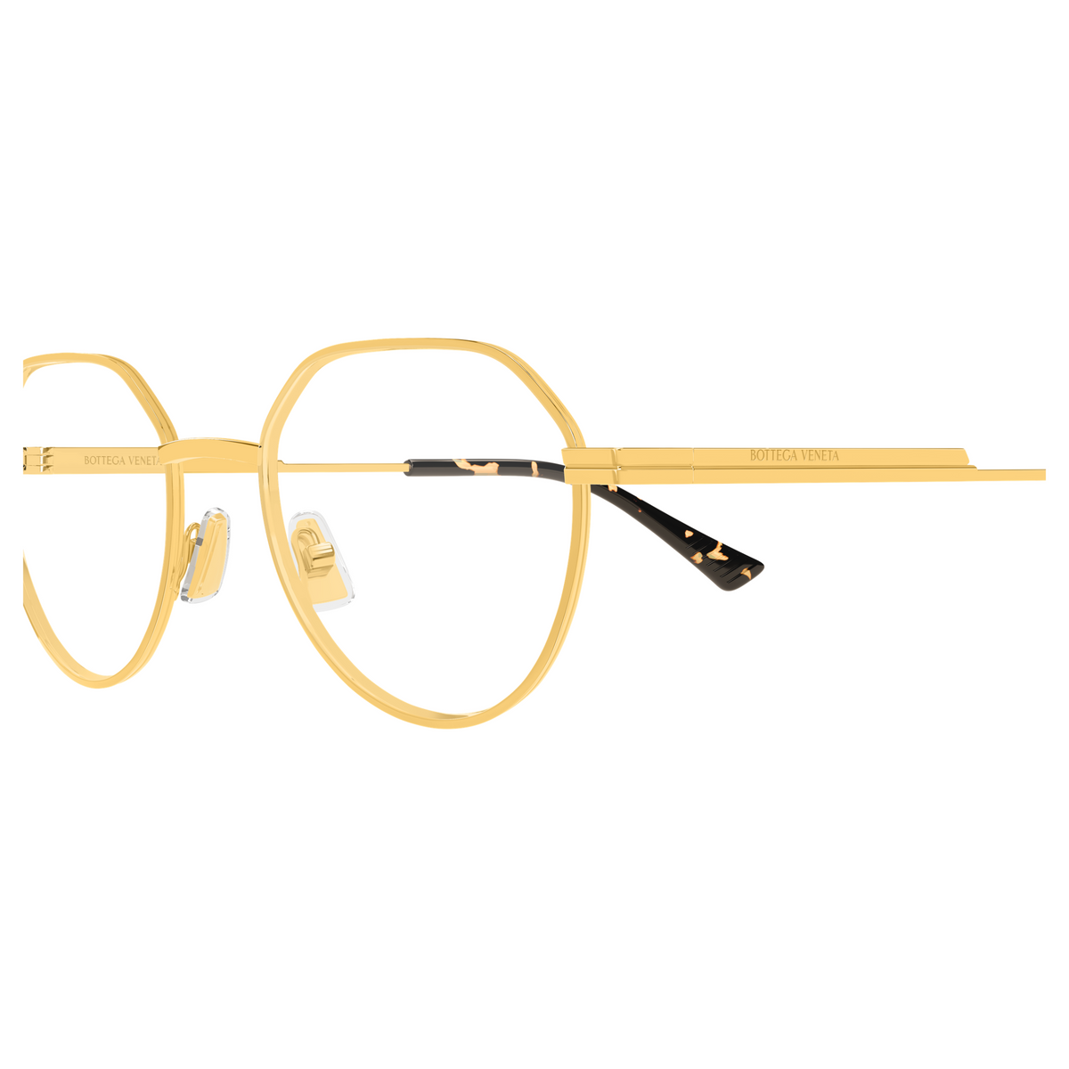 Bottega Veneta BV1468O Doré 001 en détail des branches - Les Lunettes de Pauline