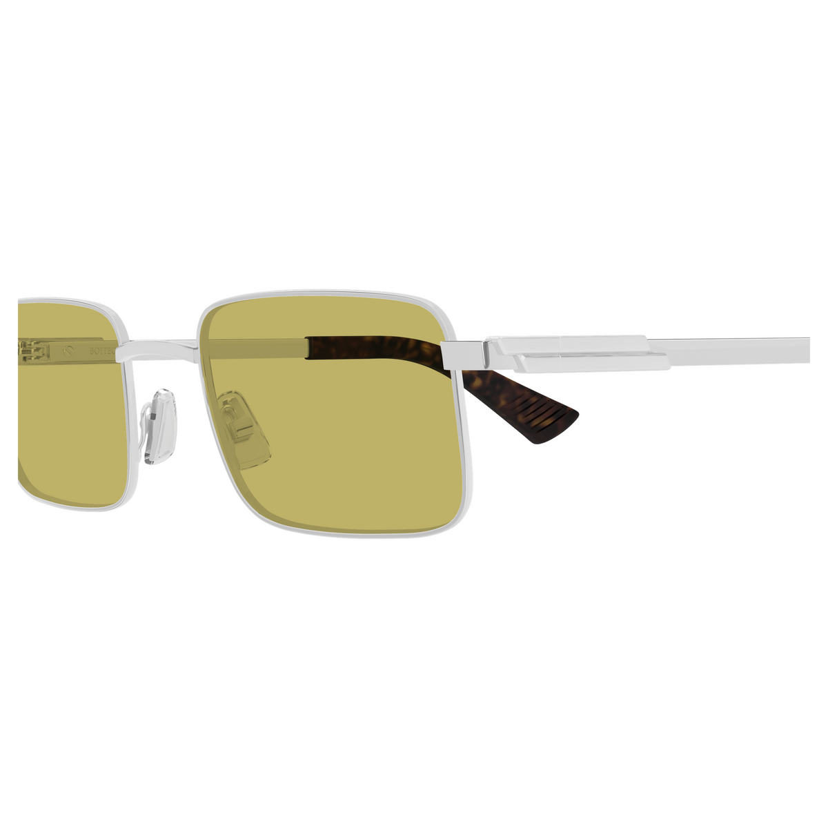Bottega Veneta BV1469S Argenté Verres Jaunes 003 en détail des branches - Les Lunettes de Pauline