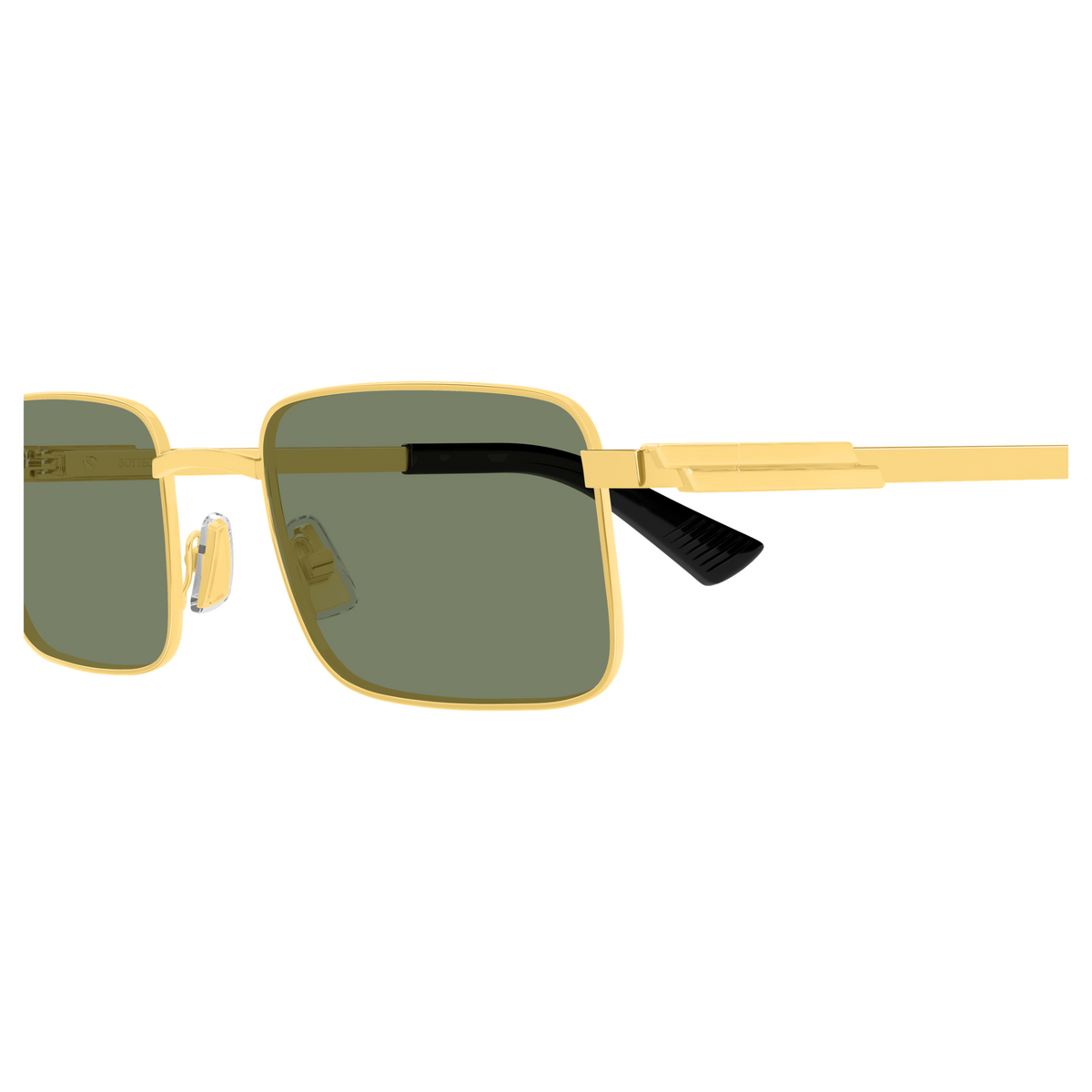 Bottega Veneta BV1469S Doré Verres Verts 004 en détail des branches - Les Lunettes de Pauline