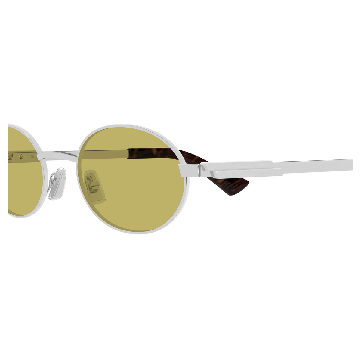 Bottega Veneta BV1470S Argenté Verres Jaunes 003 en détail des branches - Les Lunettes de Pauline
