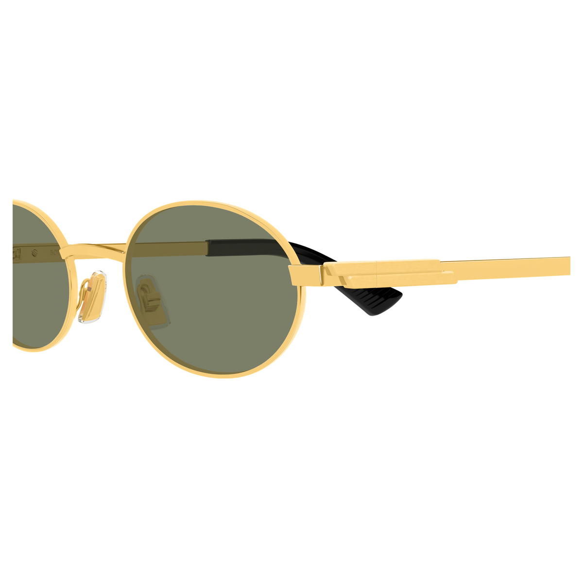 Bottega Veneta BV1470S Doré Verres Verts 004 en détail des branches - Les Lunettes de Pauline