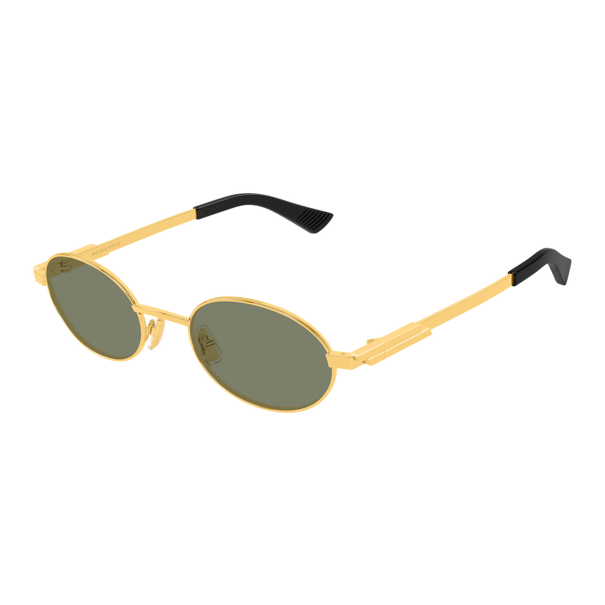 Bottega Veneta BV1470S Doré Verres Verts 004 de trois-quarts - Les Lunettes de Pauline