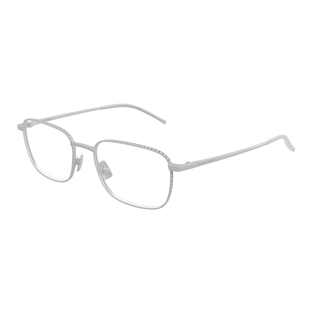 Bottega Veneta BV1472O Argenté 005 de trois-quarts - Les Lunettes de Pauline