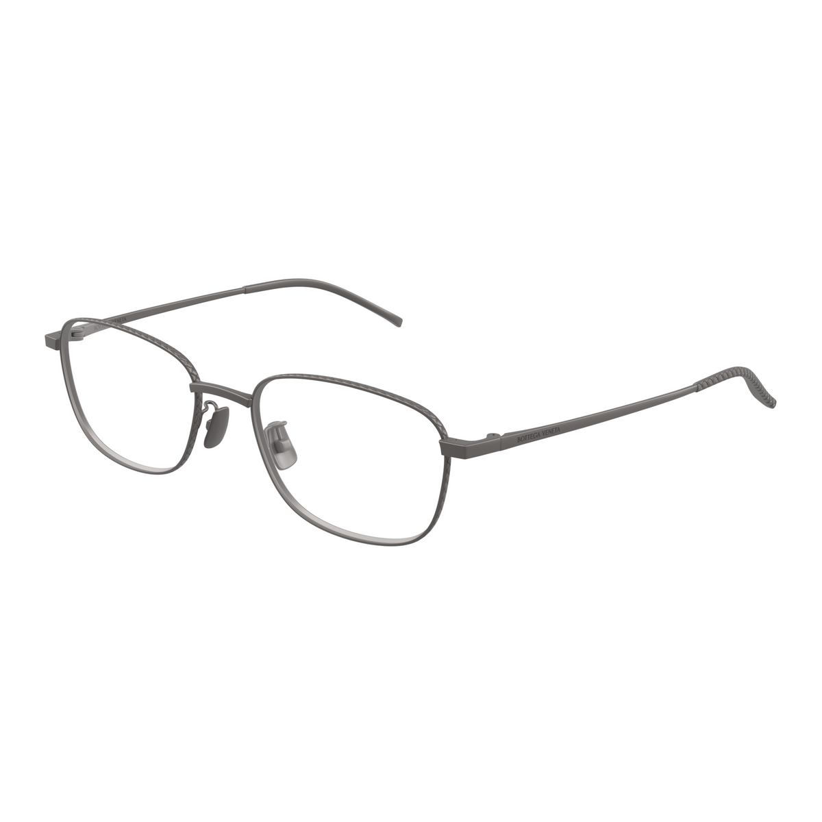 Bottega Veneta BV1473OA Gunmetal 001 de trois-quarts - Les Lunettes de Pauline