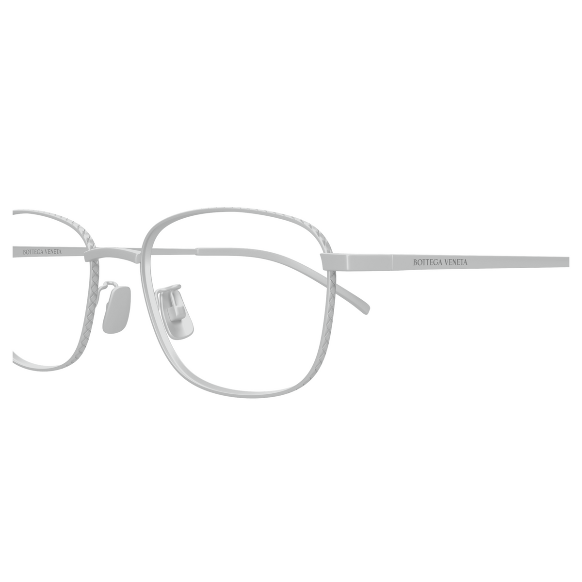 Bottega Veneta BV1473OA Argenté 002 en détail des branches - Les Lunettes de Pauline