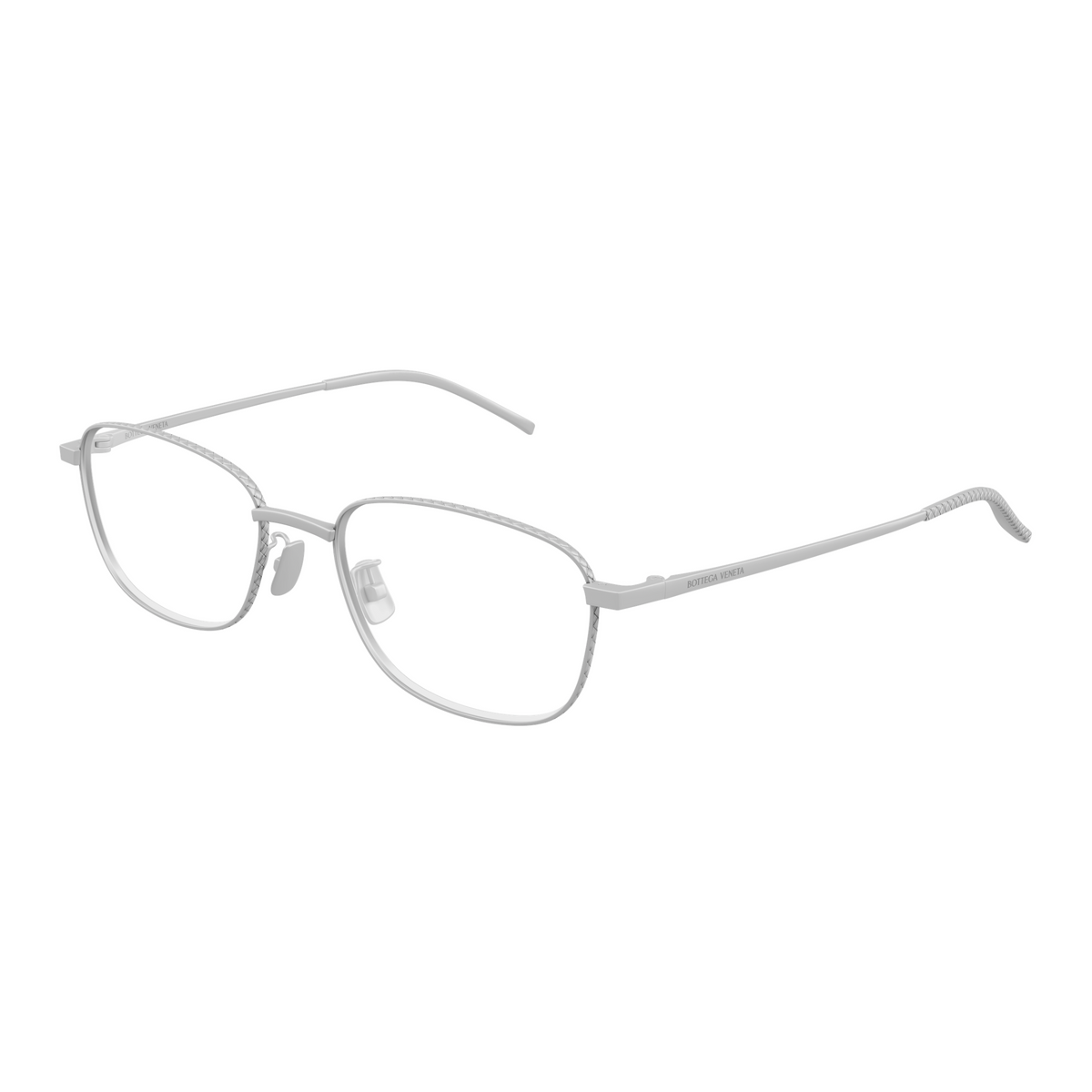Bottega Veneta BV1473OA Argenté 002 de trois-quarts - Les Lunettes de Pauline