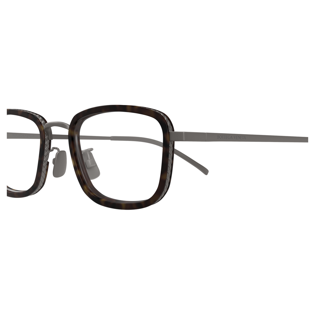 Bottega Veneta BV1474OA Brun Gunmetal 002 en détail des branches - Les Lunettes de Pauline