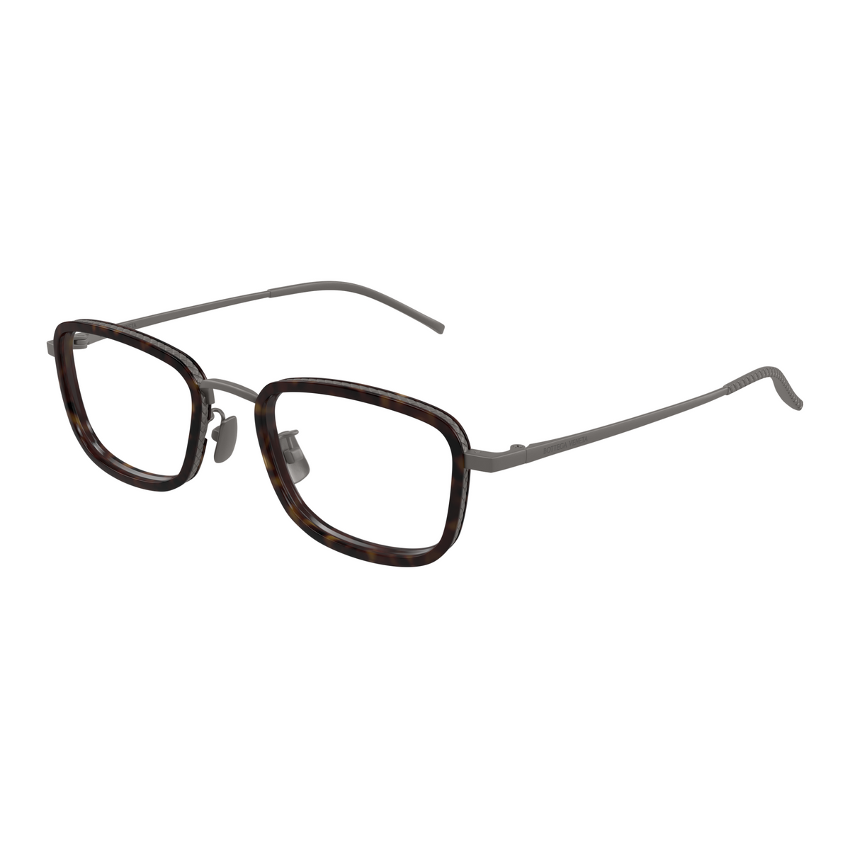 Bottega Veneta BV1474OA Brun Gunmetal 002 de trois-quarts - Les Lunettes de Pauline