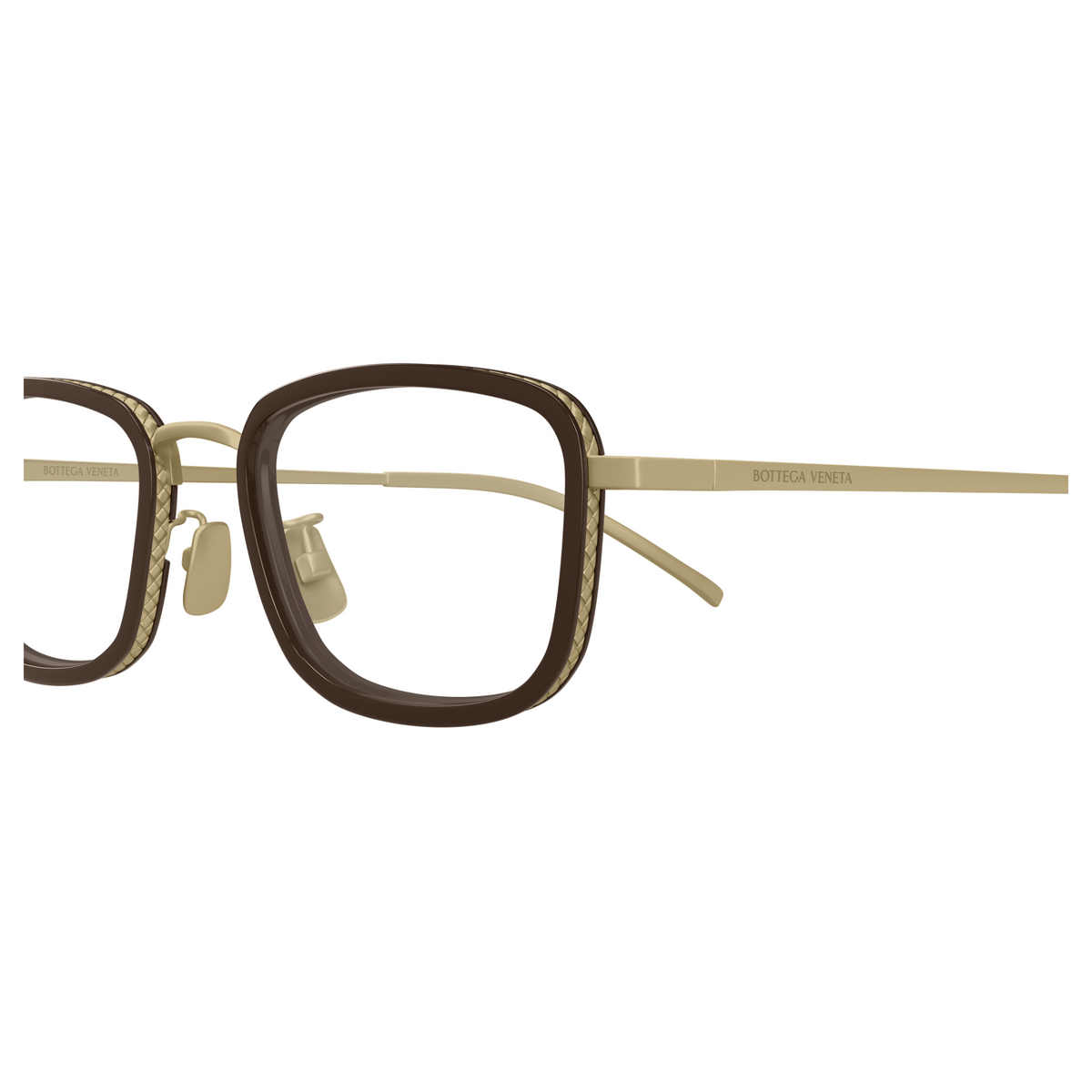 Bottega Veneta BV1474OA Brun Doré 003 en détail des branches - Les Lunettes de Pauline