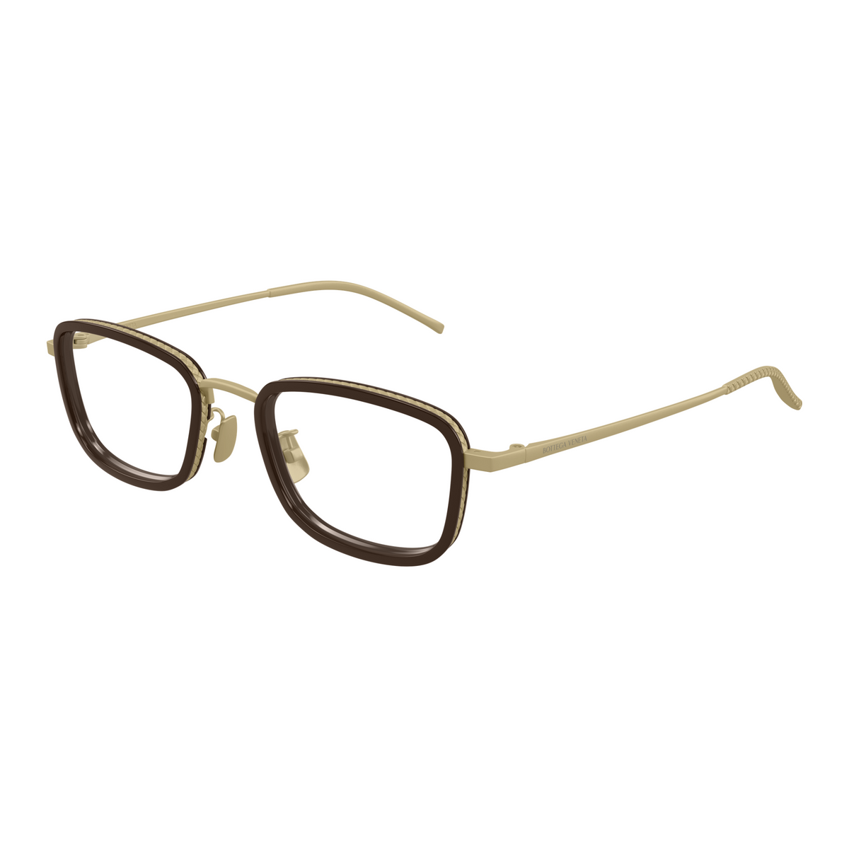 Bottega Veneta BV1474OA Brun Doré 003 de trois-quarts - Les Lunettes de Pauline