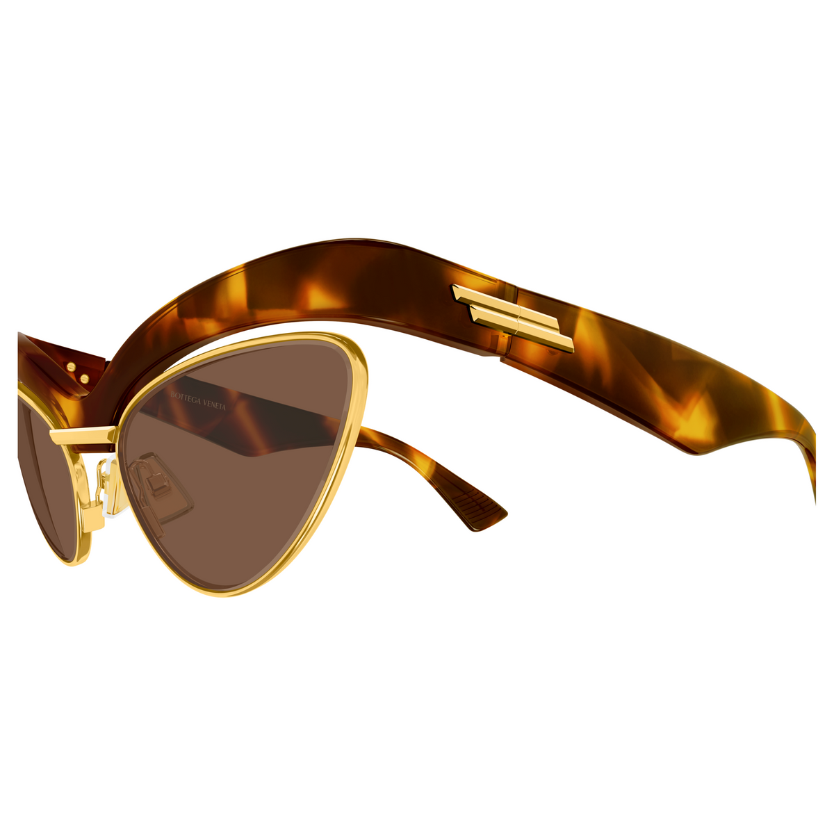 Bottega Veneta BV1480S Écaille Havane 004 en détail des branches - Les Lunettes de Pauline