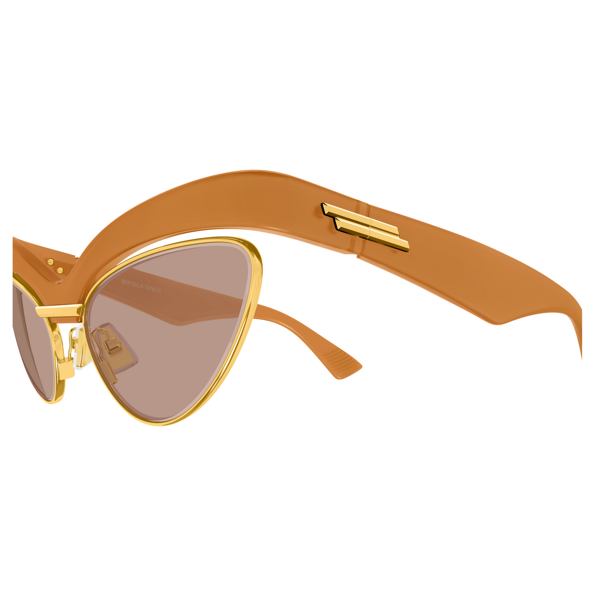 Bottega Veneta BV1480S Orange 005 en détail des branches - Les Lunettes de Pauline