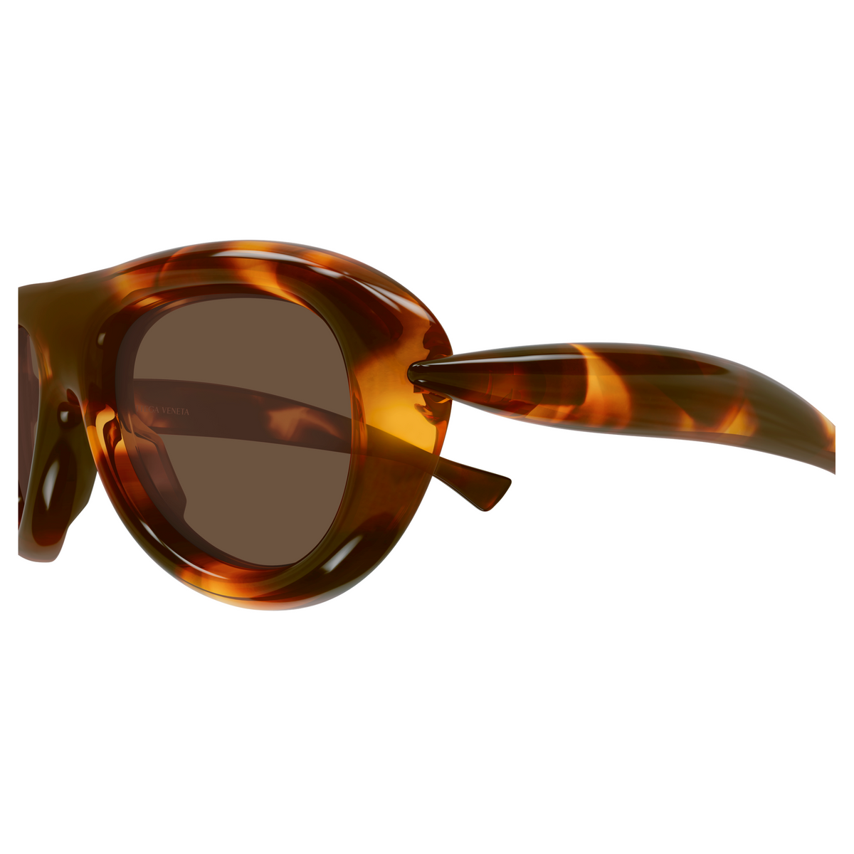 Bottega Veneta BV1483S Écaille Havane 002 en détail des branches - Les Lunettes de Pauline