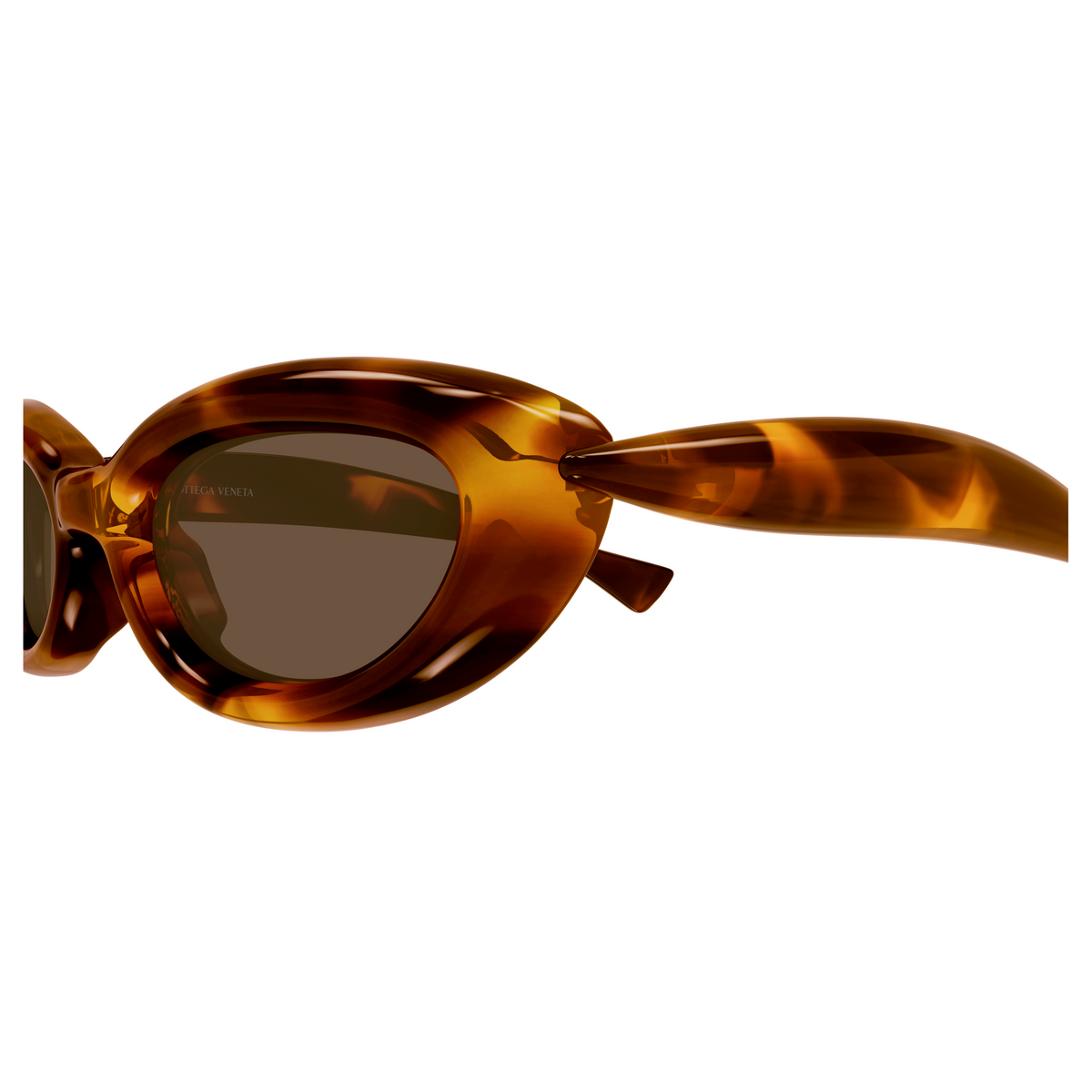 Bottega Veneta BV1484S Écaille Havane 002 en détail des branches - Les Lunettes de Pauline