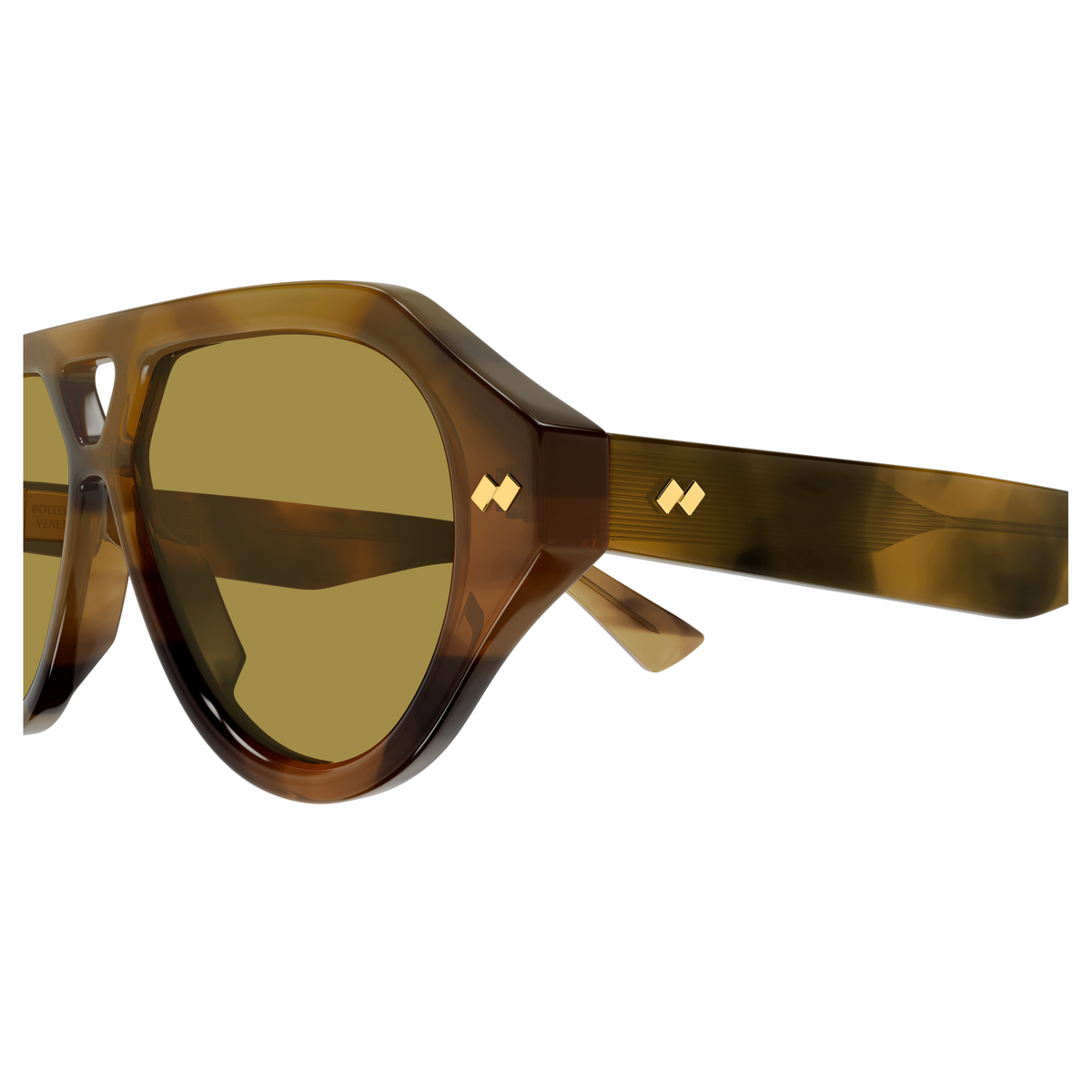 Bottega Veneta BV1485S Écaille Miel 003 en détail des branches - Les Lunettes de Pauline
