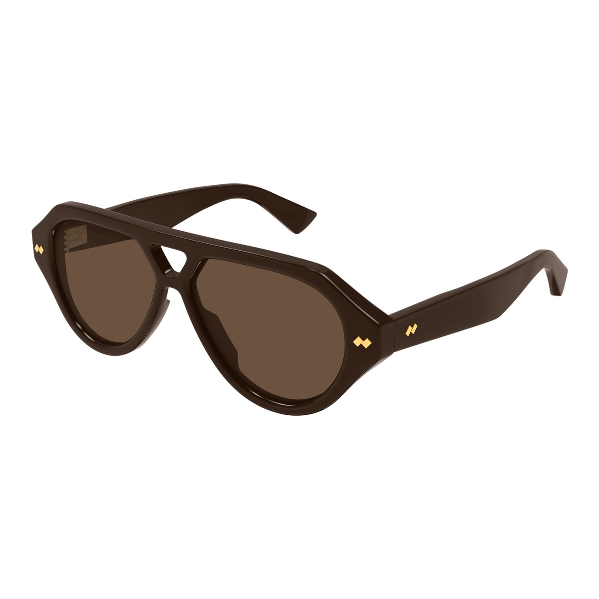 Bottega Veneta BV1485S Brun 004 de trois-quarts - Les Lunettes de Pauline