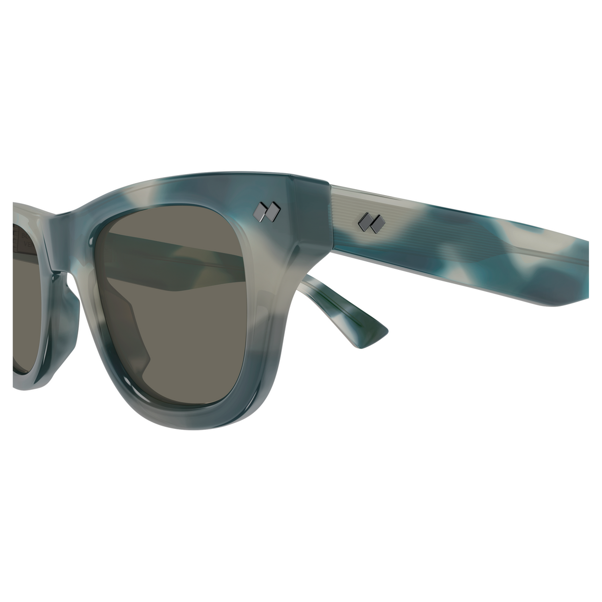 Bottega Veneta BV1486S Bleu Marbré 003 en détail des branches - Les Lunettes de Pauline