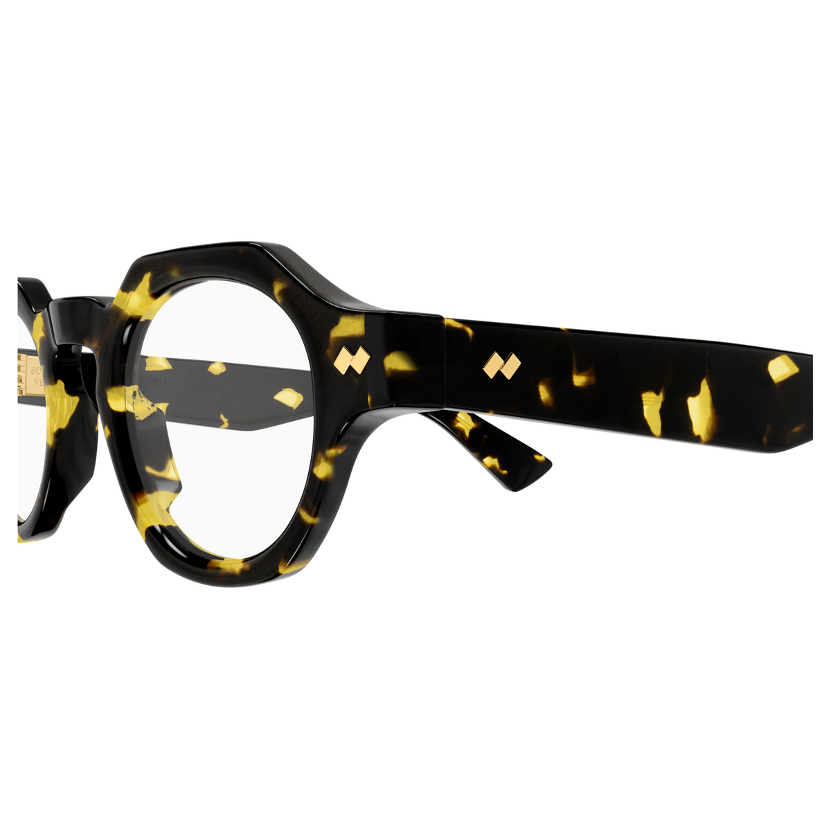Bottega Veneta BV1487O Écaille Havane 002 en détail des branches - Les Lunettes de Pauline