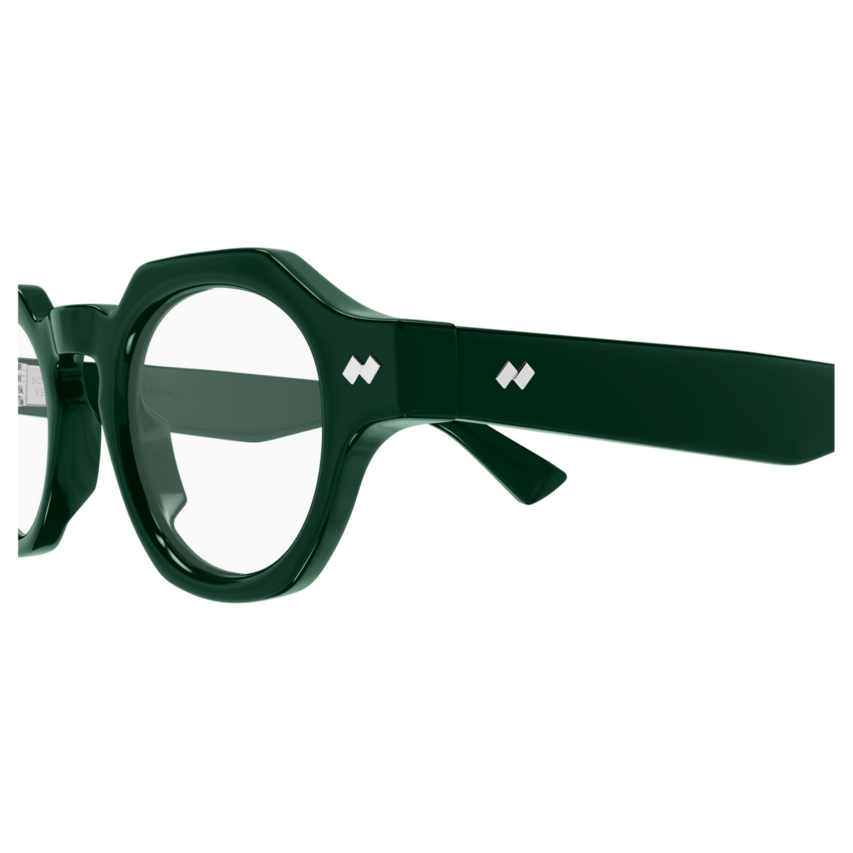 Bottega Veneta BV1487O Vert Foncé 005 en détail des branches - Les Lunettes de Pauline