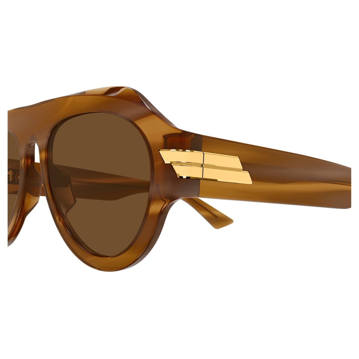 Bottega Veneta BV1488S Ambre 003 en détail des branches - Les Lunettes de Pauline