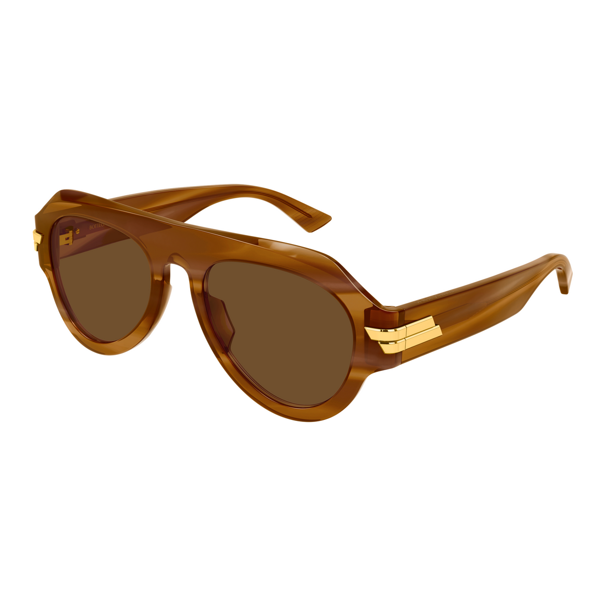 Bottega Veneta BV1488S Ambre 003 de trois-quarts - Les Lunettes de Pauline