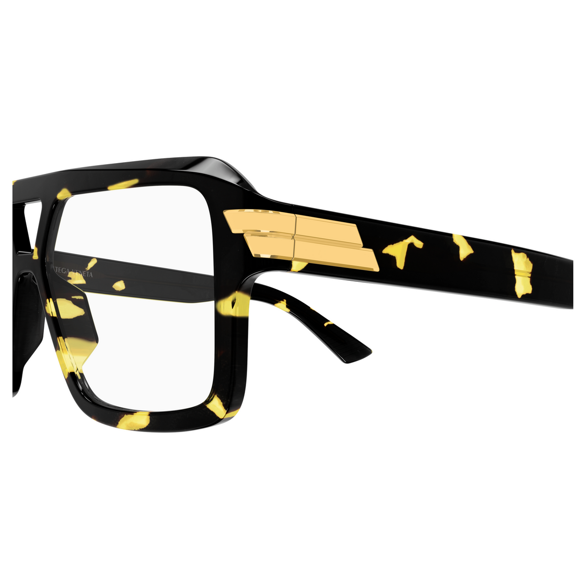 Bottega Veneta BV1491O Écaille Havane 002 en détail des branches - Les Lunettes de Pauline