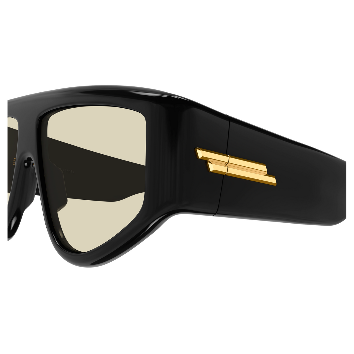 Bottega Veneta BV1492S Noir Verres Crème 002 en détail des branches - Les Lunettes de Pauline