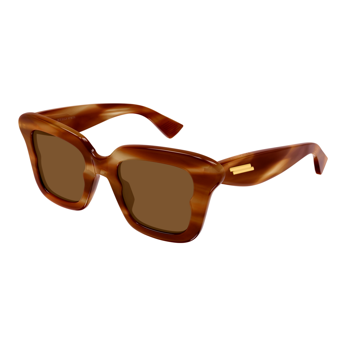 Bottega Veneta BV1493S Écaille Havane 002 de trois-quarts - Les Lunettes de Pauline