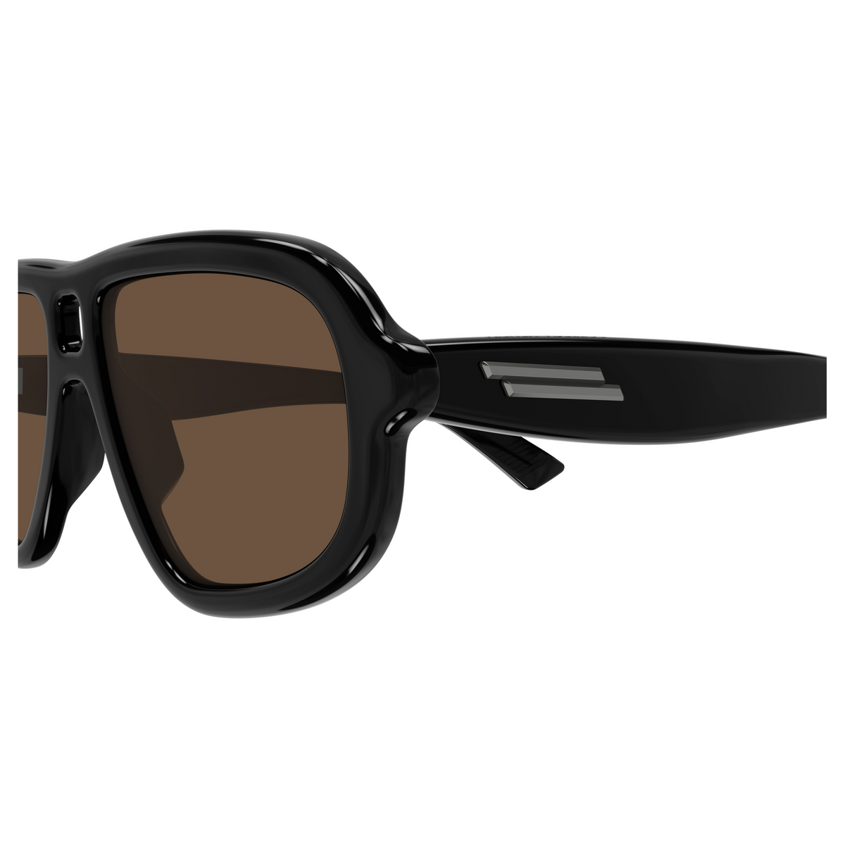 Bottega Veneta BV1494S Noir Verres Bruns 001 en détail des branches - Les Lunettes de Pauline