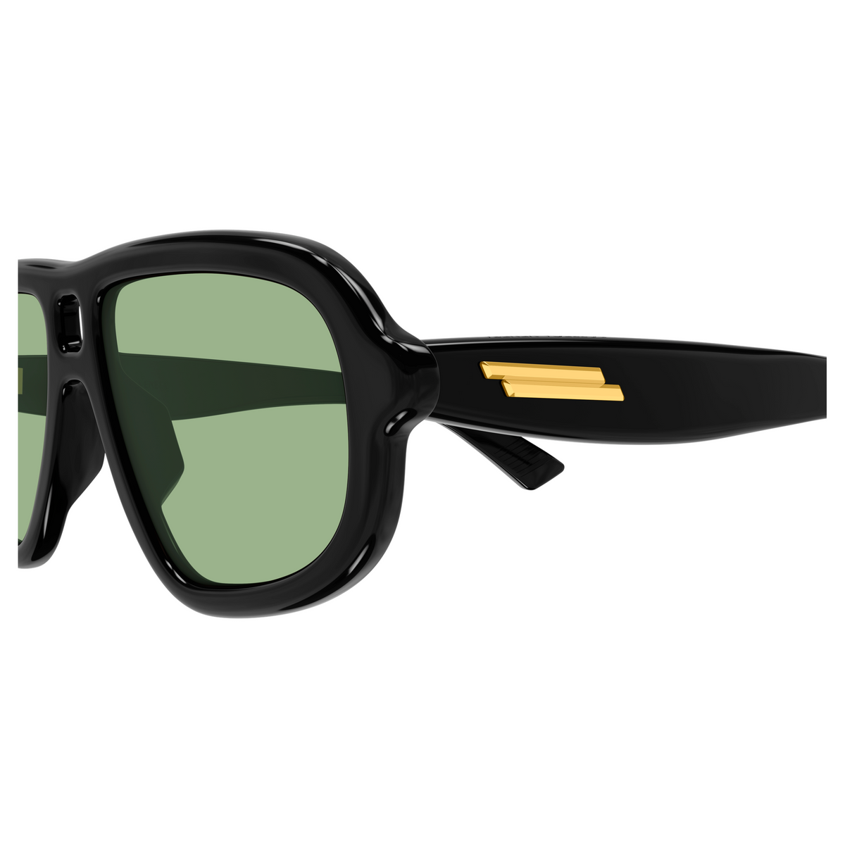 Bottega Veneta BV1494S Noir Verres Verts 003 en détail des branches - Les Lunettes de Pauline