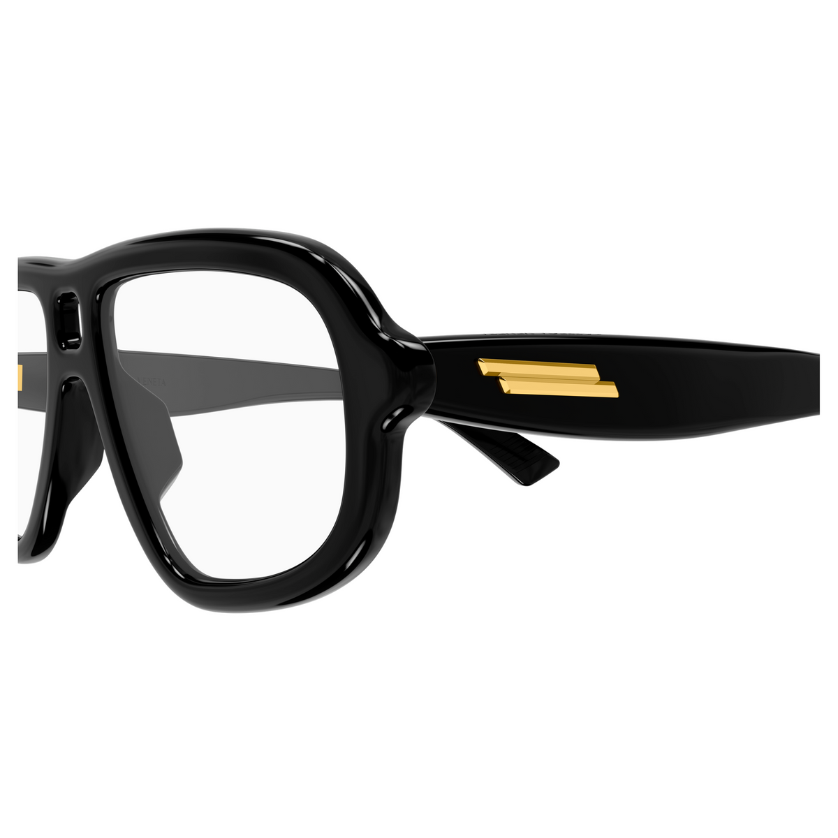 Bottega Veneta BV1495O Noir 53 001 en détail des branches - Les Lunettes de Pauline