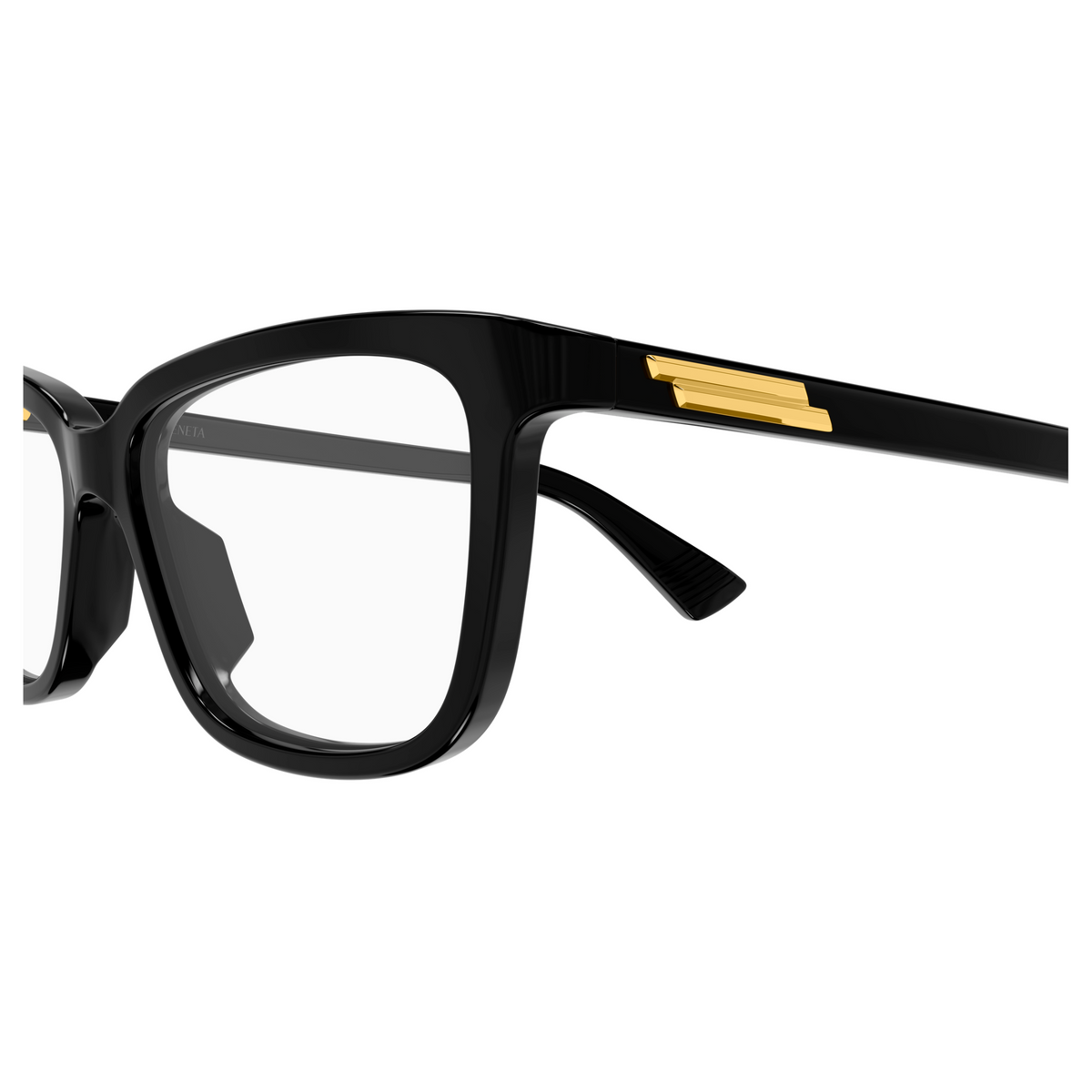 Bottega Veneta BV1499O Noir 52 001 en détail des branches - Les Lunettes de Pauline