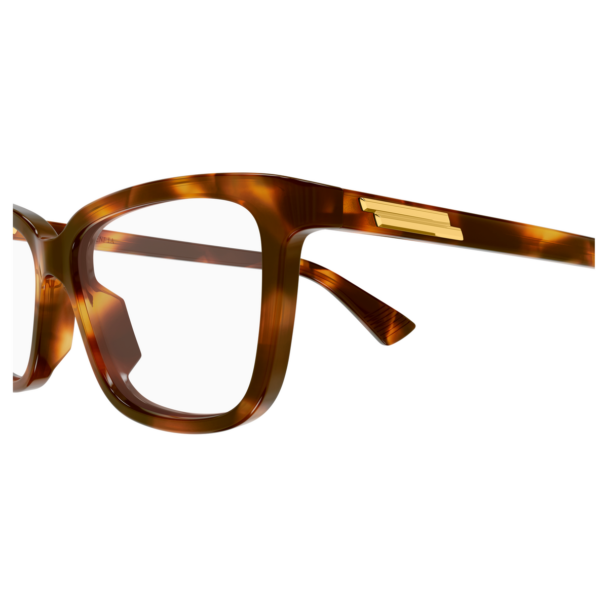 Bottega Veneta BV1499O Écaille Havane 54 006 en détail des branches - Les Lunettes de Pauline