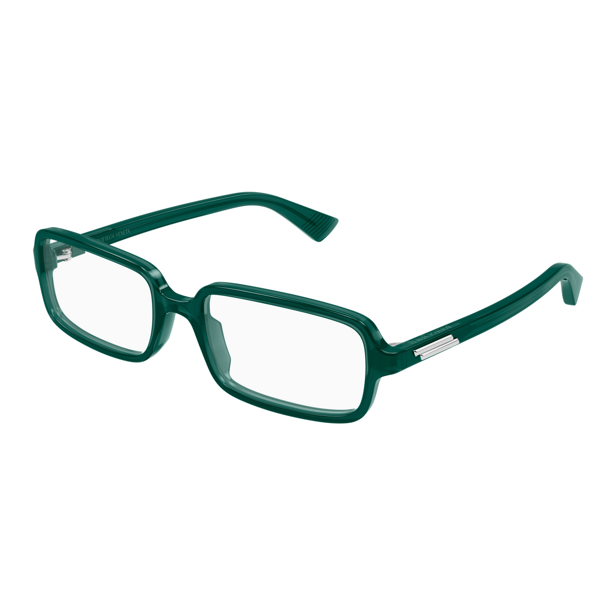 Bottega Veneta BV1500O Vert Émeraude 004 de trois-quarts - Les Lunettes de Pauline