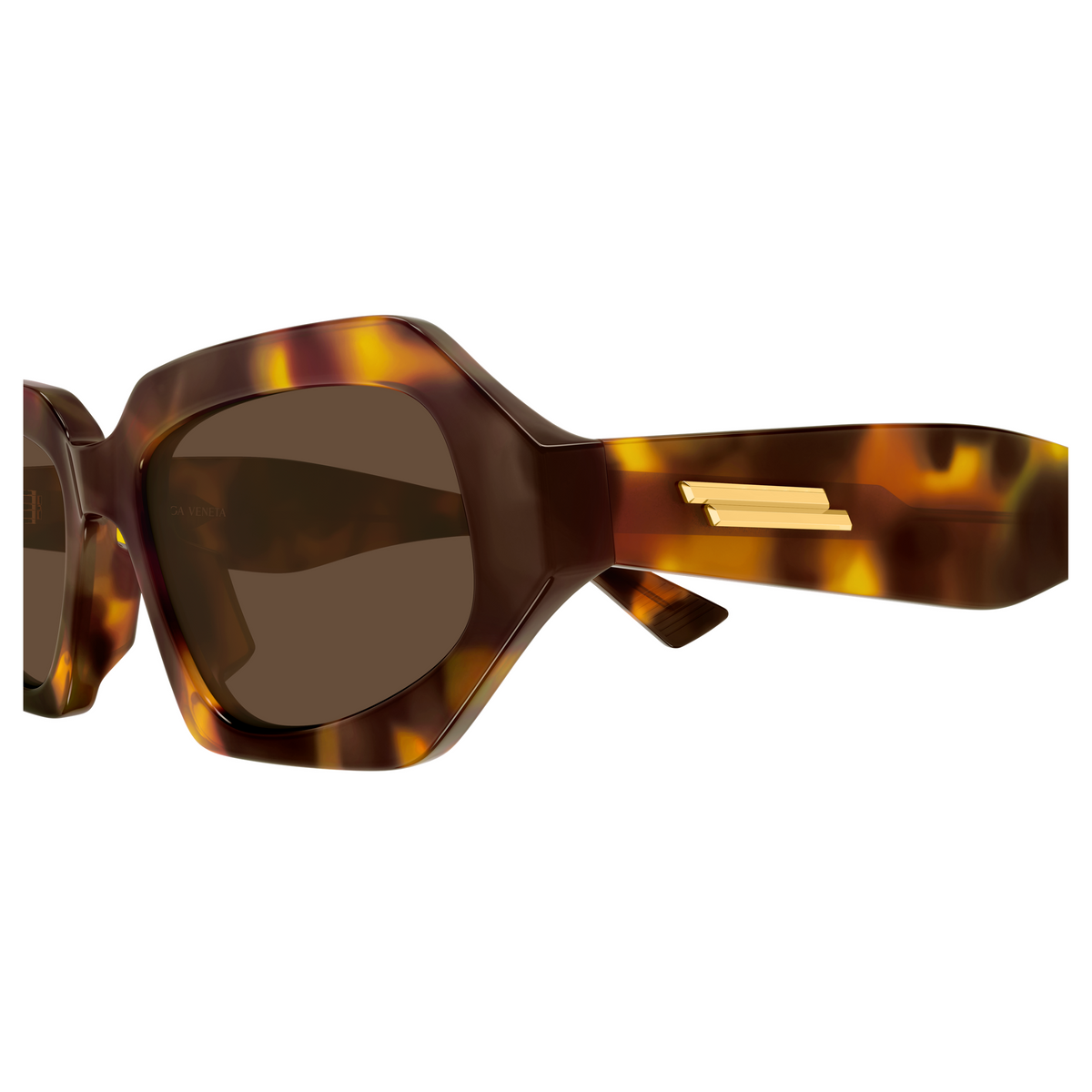 Bottega Veneta BV1502S Écaille Havane 002 en détail des branches - Les Lunettes de Pauline
