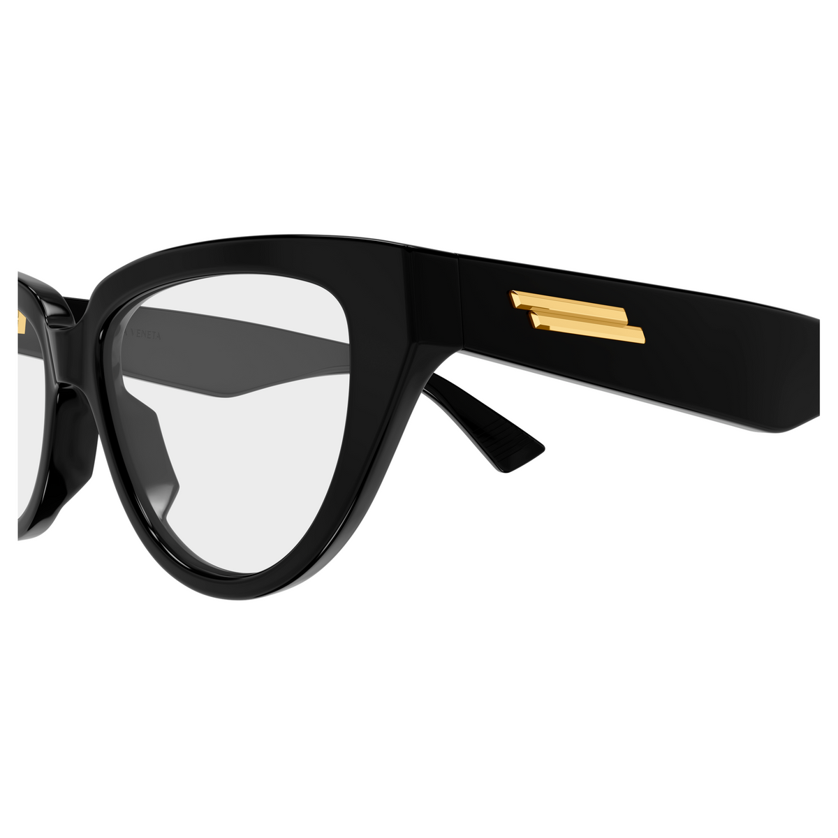 Bottega Veneta BV1503O Noir 001 en détail des branches - Les Lunettes de Pauline