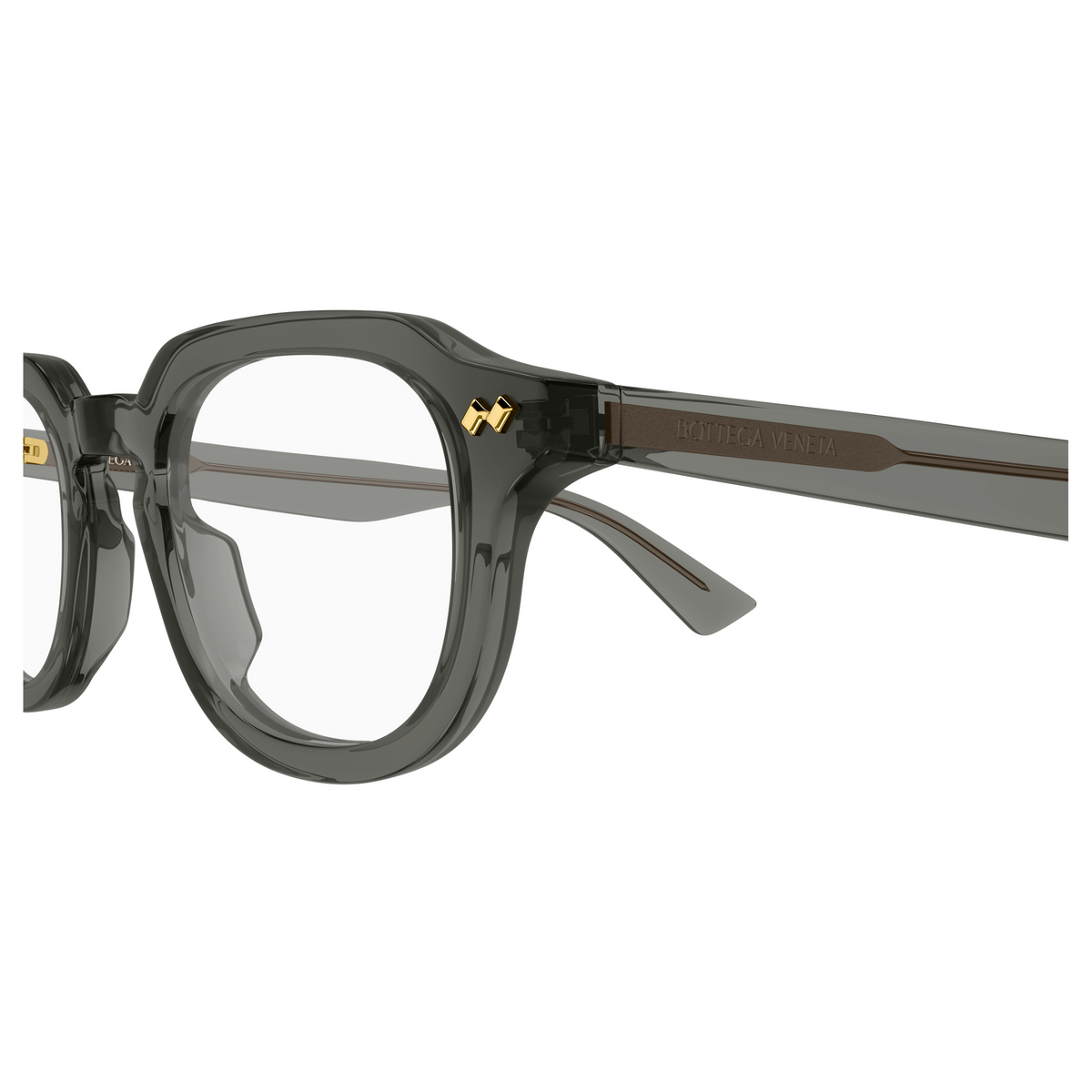 Bottega Veneta BV1505O Gris Vert 007 en détail des branches - Les Lunettes de Pauline