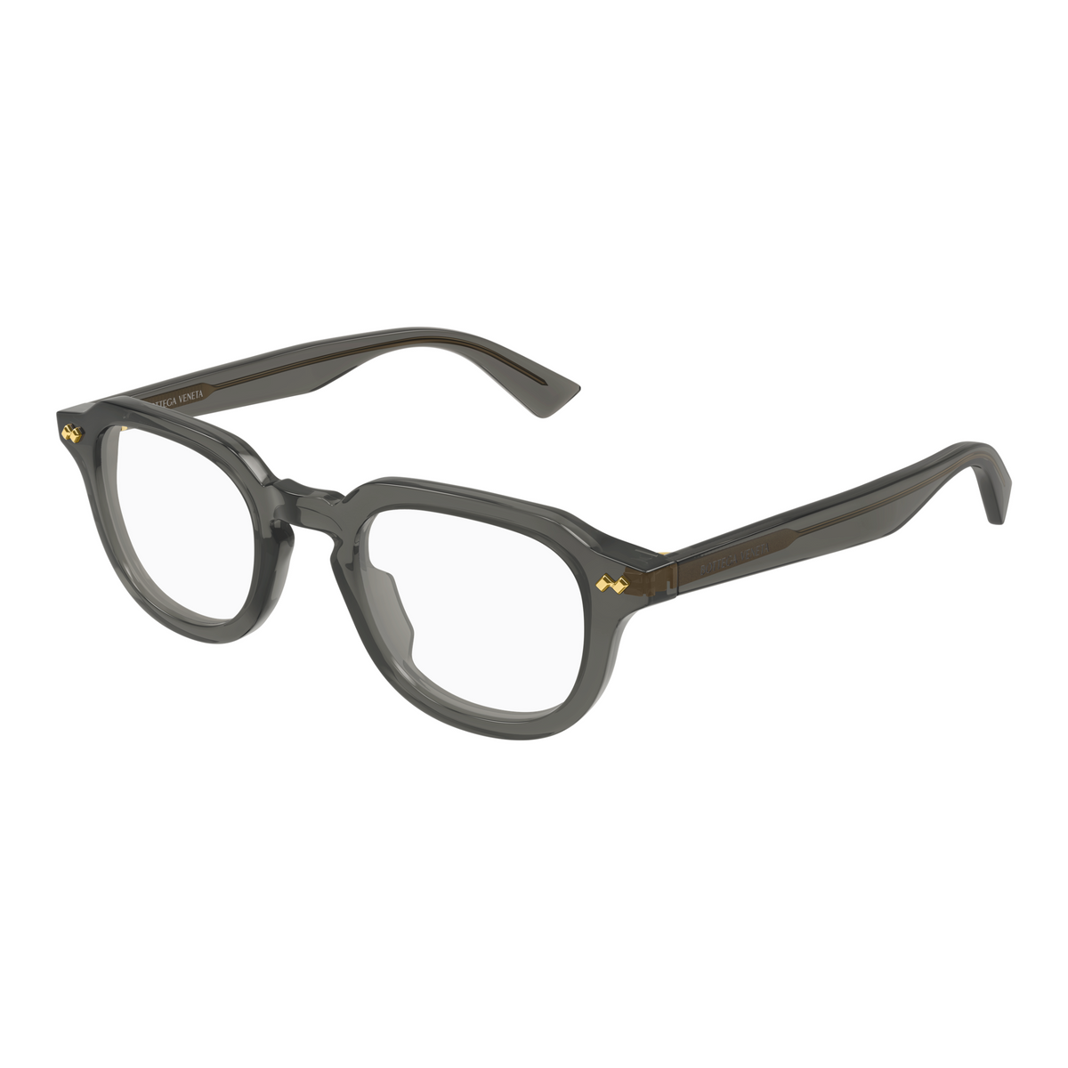 Bottega Veneta BV1505O Gris Vert 007 de trois-quarts - Les Lunettes de Pauline