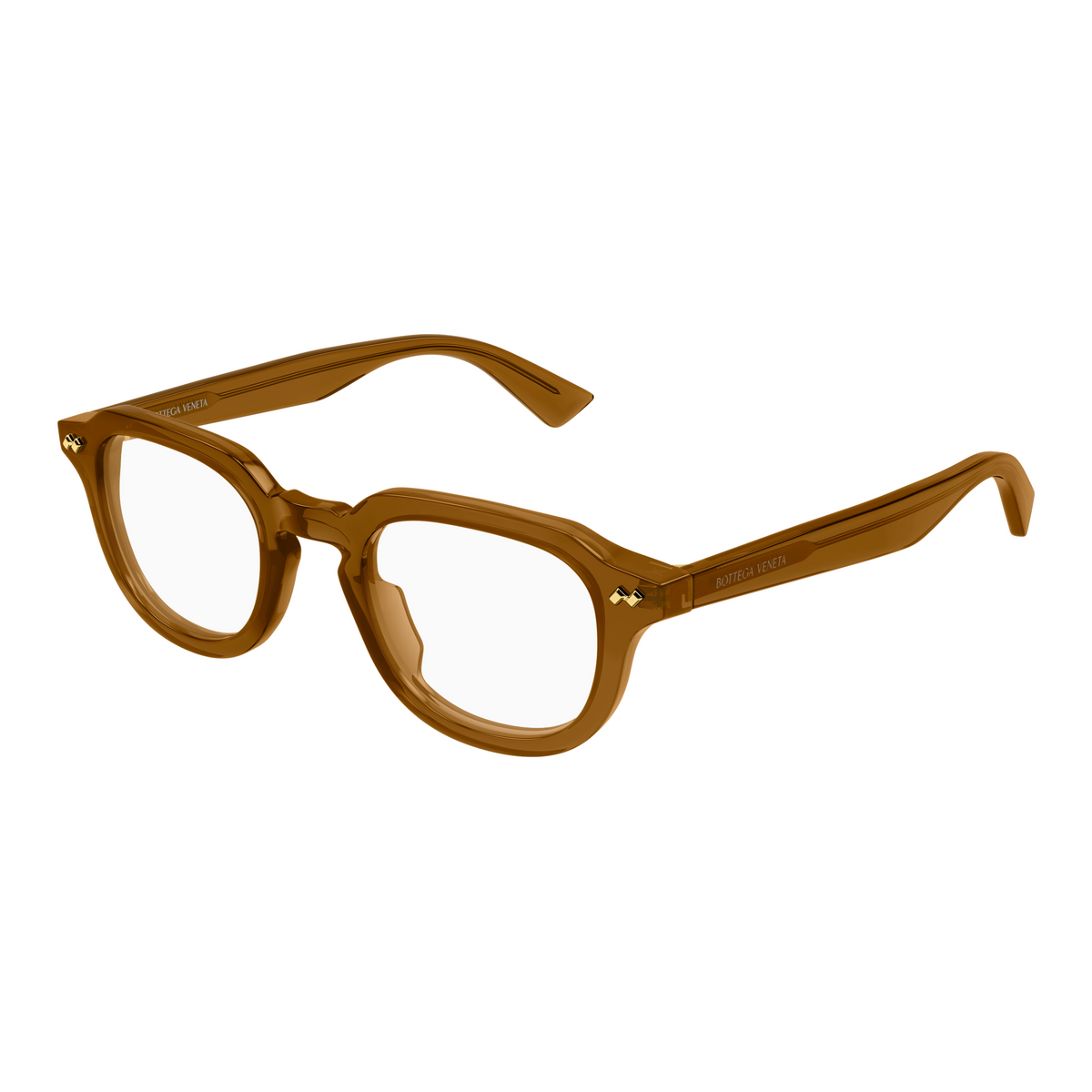 Bottega Veneta BV1505O Ocre 008 de trois-quarts - Les Lunettes de Pauline