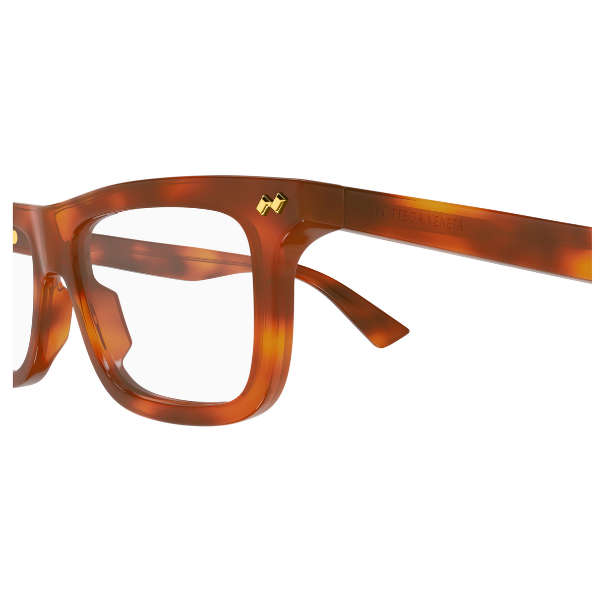 Bottega Veneta BV1506O Écaille Havane 002 en détail des branches - Les Lunettes de Pauline
